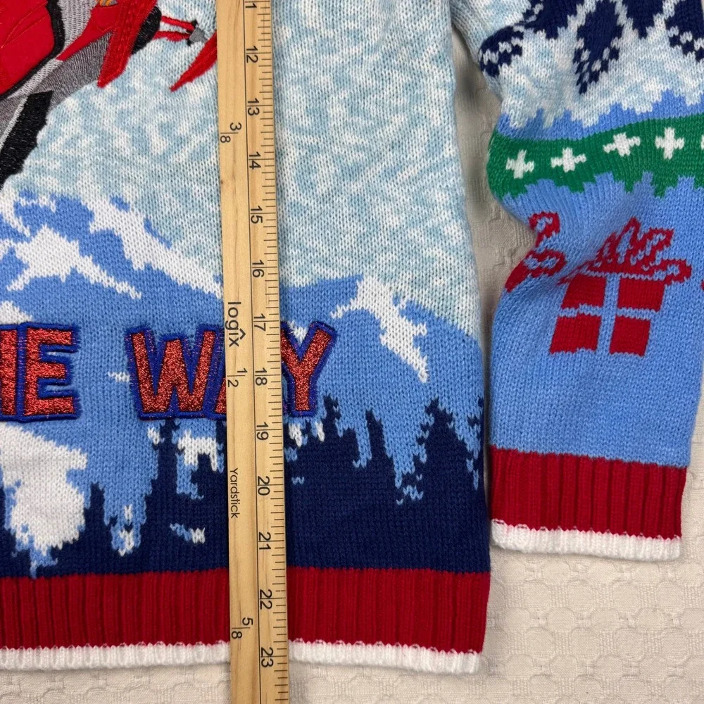33 Degrees Gingerbread Man Snowmobile Ugly Christmas‎ Sweater Kids L 14 16 Gift